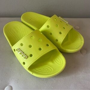 Crocs Unisex Classic Slides Womens 11  (Mens 9) Yellow Slip On Sandals W/ Charm